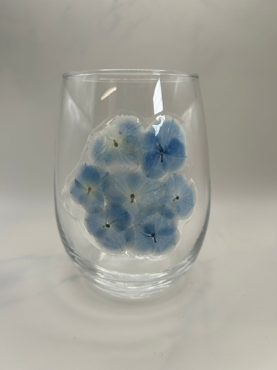 Blue Hydrangea Wine Glass